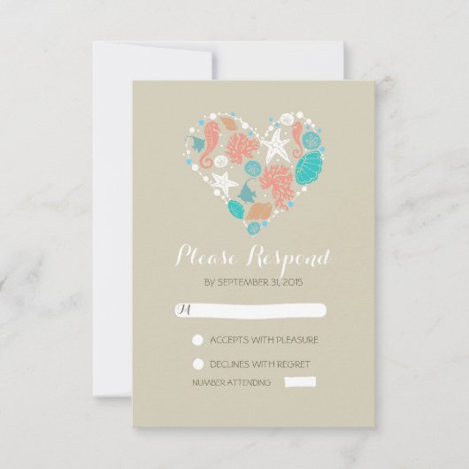 strand hart casual bruiloft RSVP kaarten Kaartje (Voorkant)