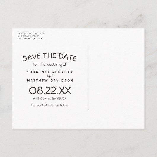 Strand Hart Foto Save the Date Aankondigingskaart (Achterkant)