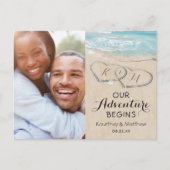 Strand Hart Foto Save the Date Aankondigingskaart (Voorkant)