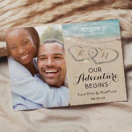 Strand Hart Foto Save the Date Aankondigingskaart