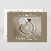 Strand Hart in Zand - Save the Date Wedding Aankondigingskaart (Voorkant / Achterkant)