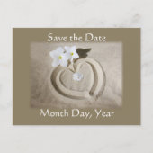 Strand Hart in Zand - Save the Date Wedding Aankondigingskaart (Voorkant)