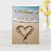 Strand Hart Liefdesberichtkaart Kaart (Gele Bloem)