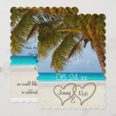 strand hart trouw bruid bruidegom gasten kaart (Voorkant / Achterkant)