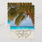 strand hartens huwelijks bruid bruidegom gasten kaart (Voorkant / Achterkant)