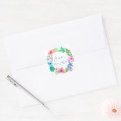 Strand Hawaïaanse bloementropische liefde bruiloft Vierkante Sticker (Envelop)