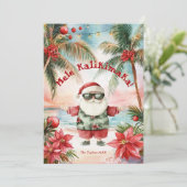 Strand Hawaii Mele Kalikimaka Kerstfoto Feestdagenkaart (Staand voorkant)