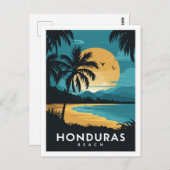 Strand Honduras Retro Reizen Briefkaart (Voorkant / Achterkant)