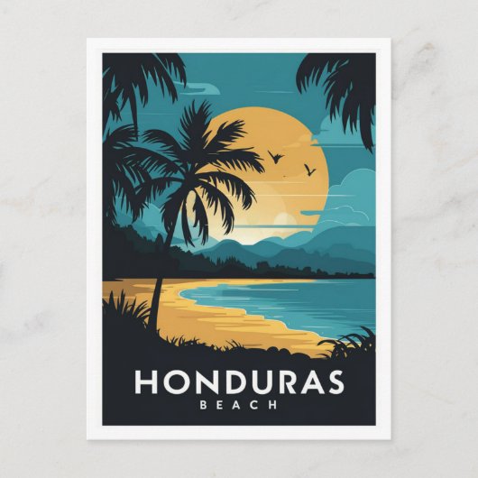 Strand Honduras Retro Reizen Briefkaart (Voorkant)