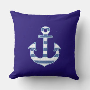 strand house nautical striped anchor kussen