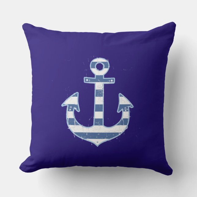 strand house nautical striped anchor kussen (Voorkant)