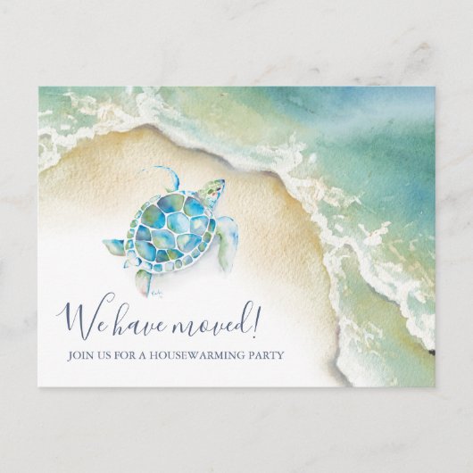 Strand Housewarming Party Uitnodigingen Zee Schild (Voorkant)