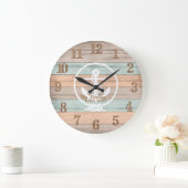 Strand houten nautical strepen & anker grote klok (Huis)