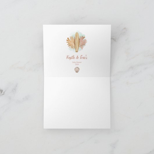 Strand Houten Surfboard Baby shower Dank u kaart (Binnen)