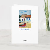 Strand Huis en Boot op Sandy Beach Verjaardag Feestdagen Kaart (Achterkant)