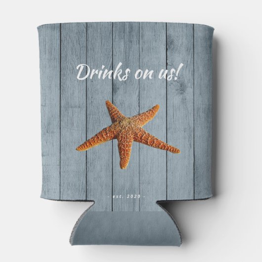 Strand huis familienaam gepersonaliseerde partij blikjeskoeler (Achterkant)