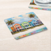 strand huizen papier Onderzetter (Schuin)