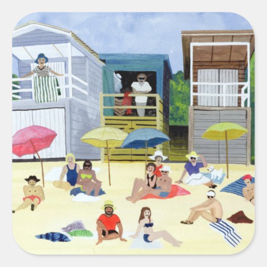 Strand Huts Vierkante Sticker (Voorkant)