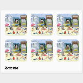 Strand Huts Vierkante Sticker (Vel)