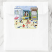Strand Huts Vierkante Sticker (Tas)