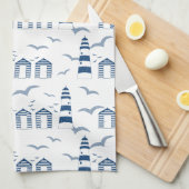 Strand hutten en vuurtorens aan zee theedoek (Quarter Fold)