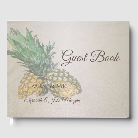 Strand Huwelijk Ananas Gastenboek (Voorkant)