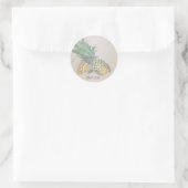 Strand Huwelijk Ananas Ronde Sticker (Tas)