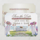 Strand Huwelijk, Bloemen Bewaar de Datum Save The Date (Voorkant / Achterkant)