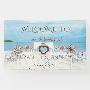 Strand Huwelijk , Bloemen , Oceaan Huwelijksbanner Spandoek