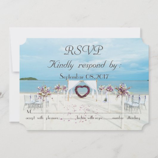 Strand Huwelijk Bloemstuk RSVP Kaart (Voorkant)