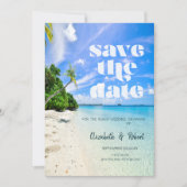 Strand Huwelijk Palm Boot Save The Date (Voorkant)