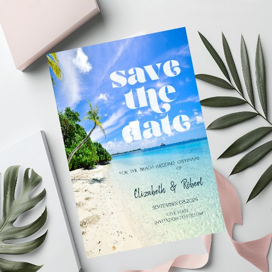 Strand Huwelijk Palm Boot Save The Date
