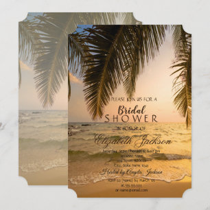 Strand Huwelijk, Palm Zonsondergang Bruidsdouche Kaart