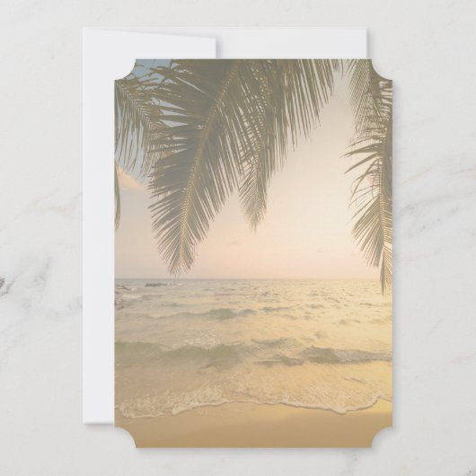 Strand Huwelijk, Palm Zonsondergang RSVP Kaart (Achterkant)