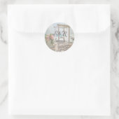 Strand Huwelijk Retro Priëel Ronde Sticker (Tas)