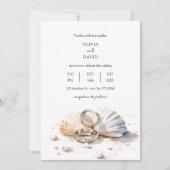 Strand Huwelijk Ringen Seashell Shore Bruiloft Kaart (Voorkant)