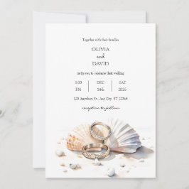 Strand Huwelijk Ringen Seashell Shore Bruiloft Kaart