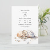 Strand Huwelijk Ringen Seashell Shore Bruiloft Kaart (Staand voorkant)