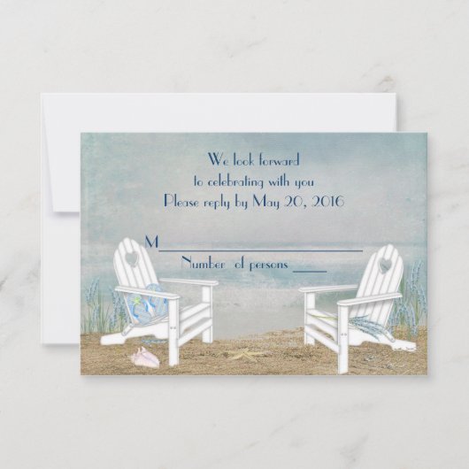Strand Huwelijk RSVP Kaartje (Voorkant)