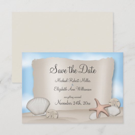 Strand Huwelijk Save the Date Aankondigingen (Voorkant / Achterkant)