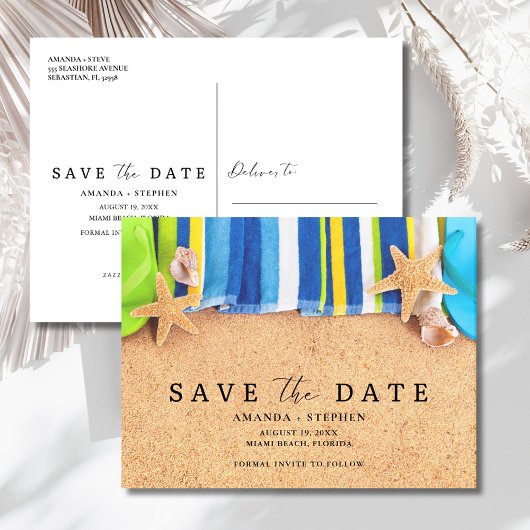 Strand Huwelijk Save The Date Aankondigingskaart