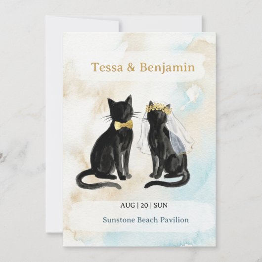 Strand Huwelijk Save The Date – Tessa & Benjamin Kaart (Voorkant)