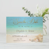 Strand Huwelijk Schelpen Bewaar De Datum Save The Date (Staand voorkant)