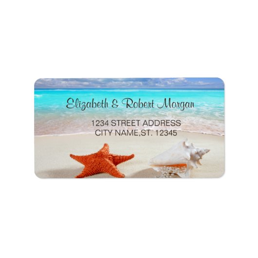 Strand Huwelijk Schelpen Huwelijk Label (Voorkant)