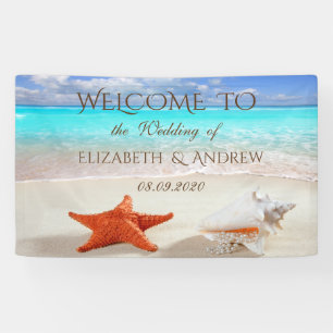 Strand Huwelijk Schelpen Huwelijksbanner Spandoek