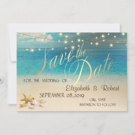 Strand Huwelijk Schelpen Lichten Bewaar De Datum Save The Date