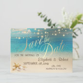 Strand Huwelijk Schelpen Lichten Bewaar De Datum Save The Date (Staand voorkant)