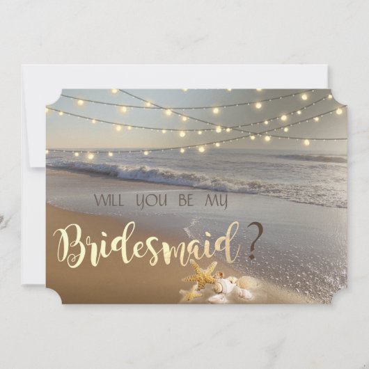 Strand Huwelijk Schelpen Lichten Bruidsmeisje Kaa Kaart (Voorkant)