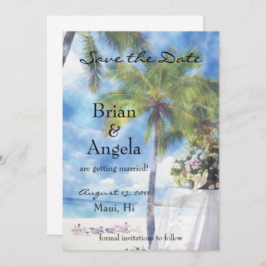 Strand Huwelijk STD Aankondiging (Voorkant / Achterkant)