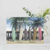 Strand Huwelijk Surfplanken Uitnodiging (Staand voorkant)